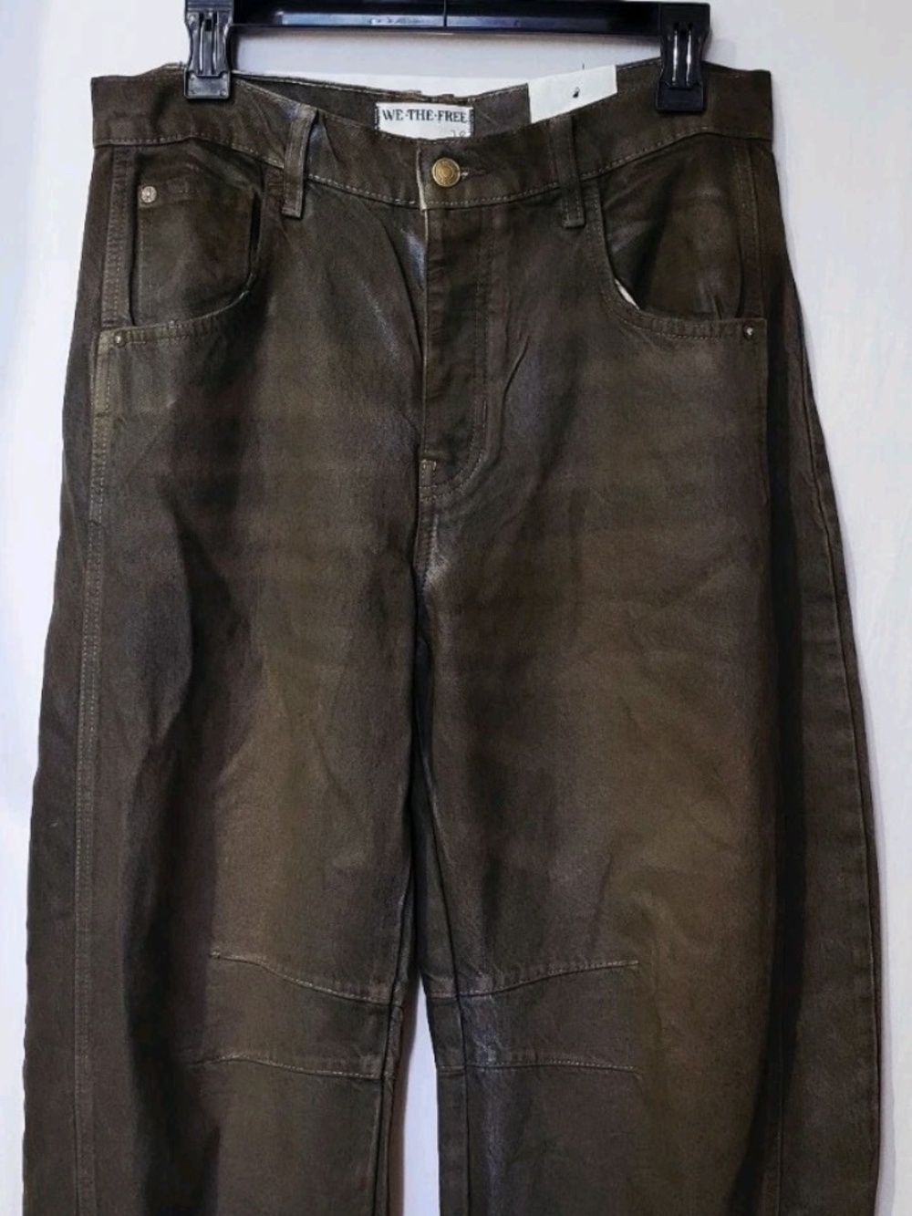 Unworn - Free People Coated Barrel Leg Denim Jeans - Picture 11 of 15
